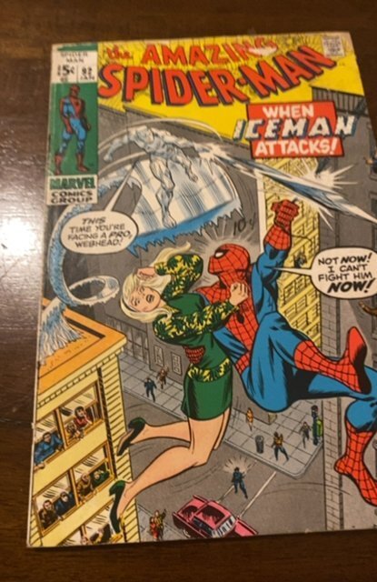 The Amazing Spider-Man #92 (1971)guest starring iceman see  description