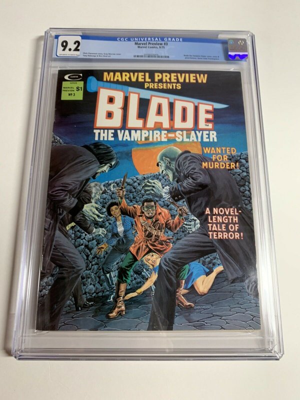 Marvel Preview 3 Cgc 9.2 Ow/White Pgs Marvel Early Blade Appearance Bronze Age