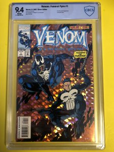 VENOM: FUNERAL PYRE #1 CBCS 9.4 WHITE /93 / PUNISHER APP / HOLO-GRAFIX CVR