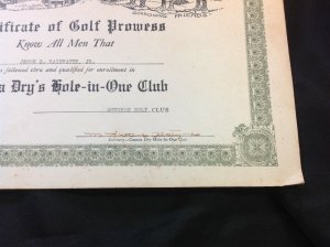 original 1927 Briggs  Hole in one Golf certificate Bringing up Father artist