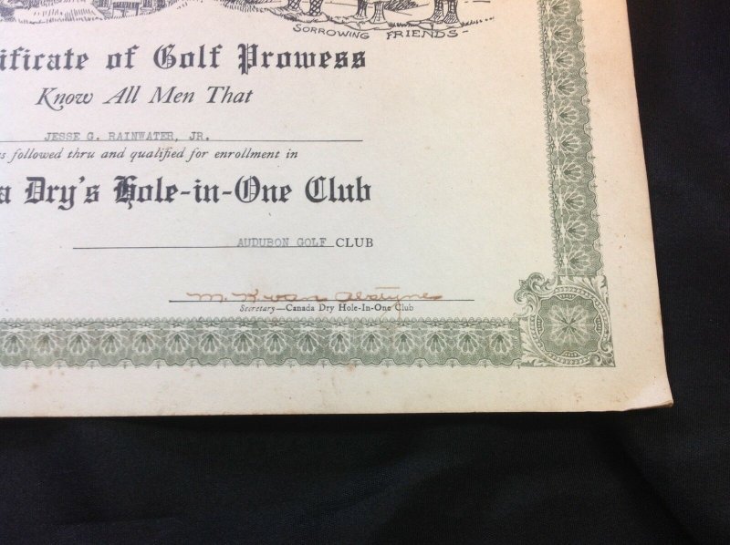 original 1927 Briggs  Hole in one Golf certificate Bringing up Father artist