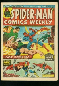 SPIDER-MAN COMICS WEEKLY #13 1973-STEVE DITKO-JACK KIRBY-BRITISH-SANDMAN FN