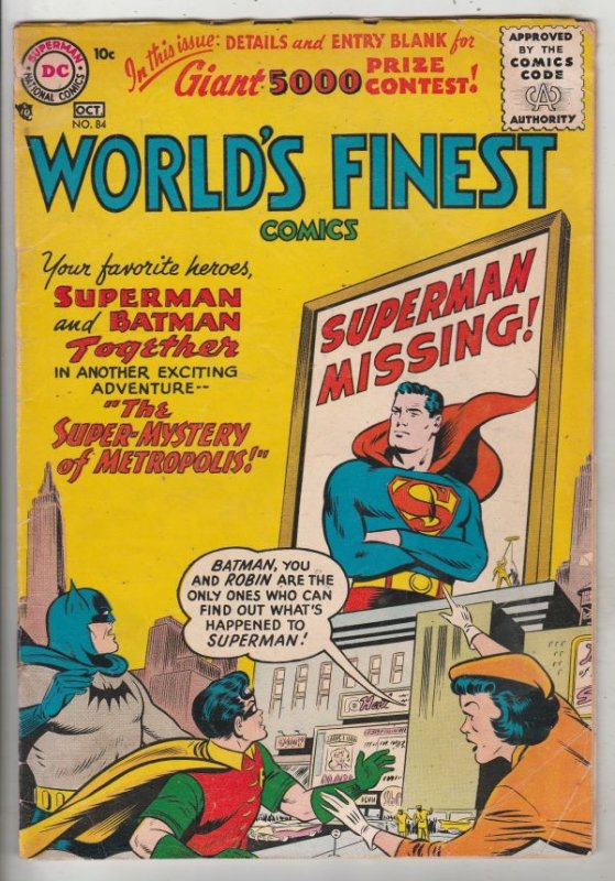 World's Finest #84 (Sep-56) VG+ Affordable-Grade Superman, Batman, Robin