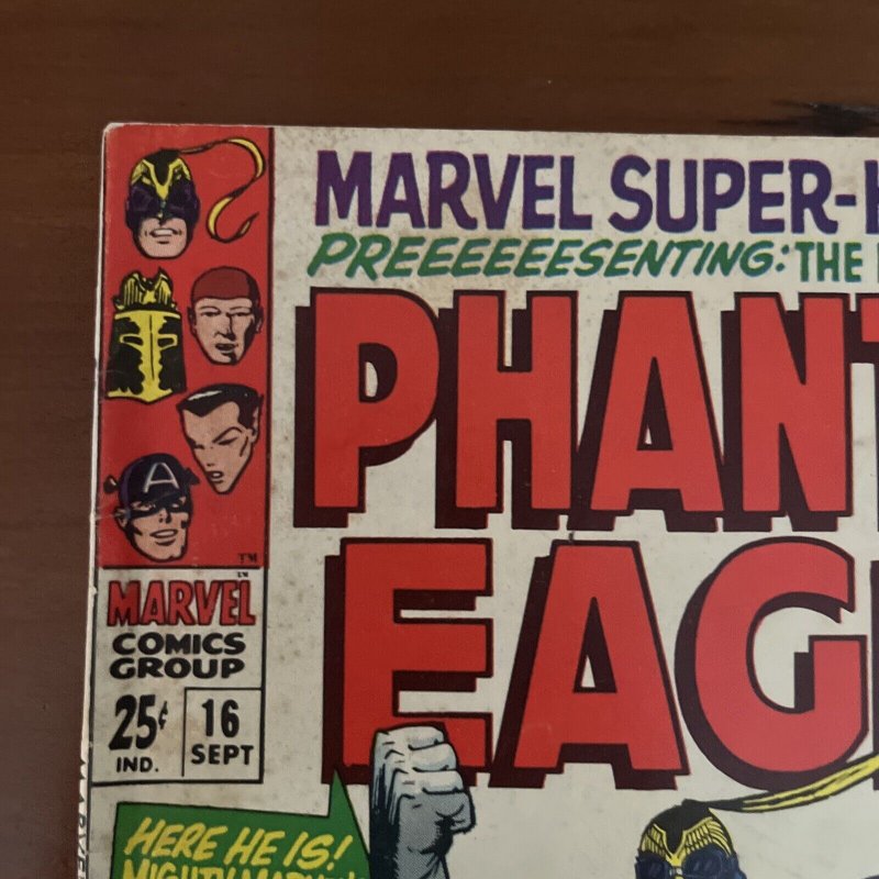 Marvel Super-Heroes #16  1968  Origin & First App. Phantom Eagle. Mid Grade.