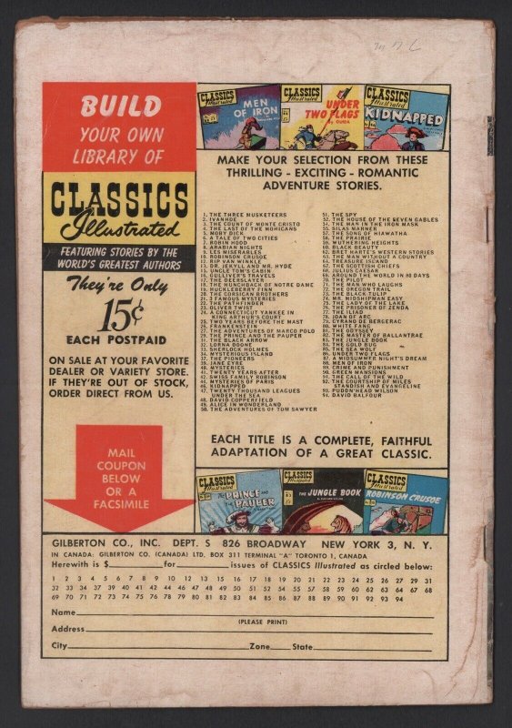 Classics Illustrated #94 David Balfour HRN 94 G/VG 3.0 First Edition