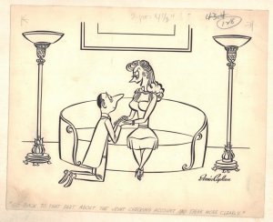 Guy Proposes to Gold Digger True Mag Gag - Signed art by Irwin Caplan