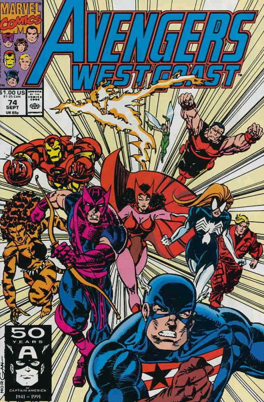 Avengers West Coast #74 VF; Marvel | save on shipping - details inside
