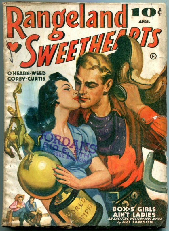 Rangeland Sweethearts Pulp April 1941- Art Lawson- Last issue rare western VG