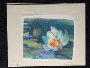 BLANK NOTE CARD Painted White Flower 10x8 Greeting Card Art #0138 w/ 1 Card