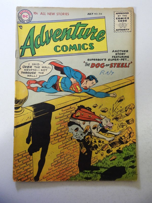 Adventure Comics #214 (1955) VG Condition ink on fc