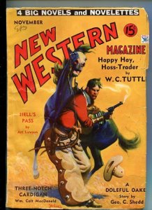 NEW WESTERN-NOV 1934-EXCITING PULP FICTION-MacDONALD-TUTTLE-vg