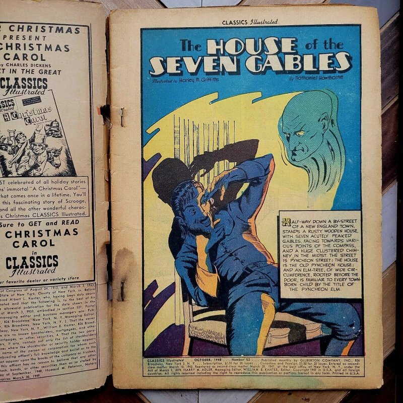 1948 Classics Illustrated #52 HOUSE of SEVEN GABLES GD 2.0 HRN-53 10-cent Cover