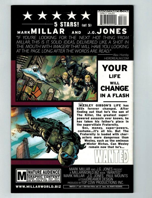 Wanted # 3 VF Image Top Cow Comic Book 1st Print Mark Millar J.G. Jones S95