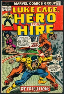 Hero For Hire 14 VF- 7.5 Origin Luke Cage Retold Marvel 1973