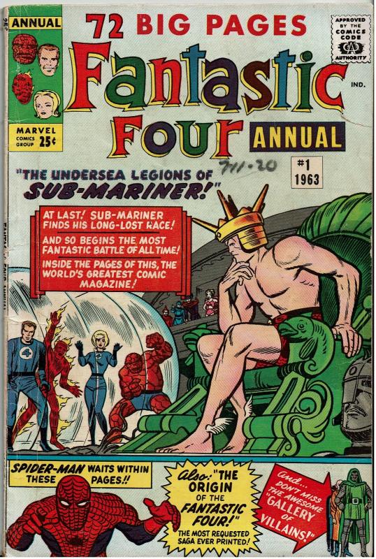 Fantastic Four Annual 1, 2.5 or better, Early Spider-man Appearance