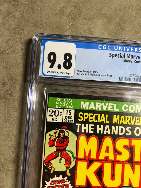 Special Marvel Edition 15 cgc 9.8 1st Shang-chi Marvel 1973 Master Of Kung Fu