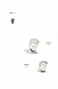 Captain America Steve Rogers Portraits - Blue Line Ink Art Only by Scott Hanna