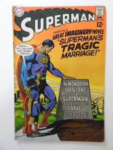 Superman #215 (1969) VG Condition! 2 Centerfold wraps detached top staple