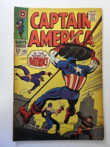 Captain America #105 (1968) VG Condition moisture stain