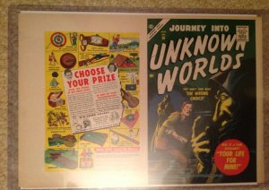 JOURNEY INTO UNKNOWN WORLDS #56 RARE COVER PROOF! ATLAS/MARVEL!