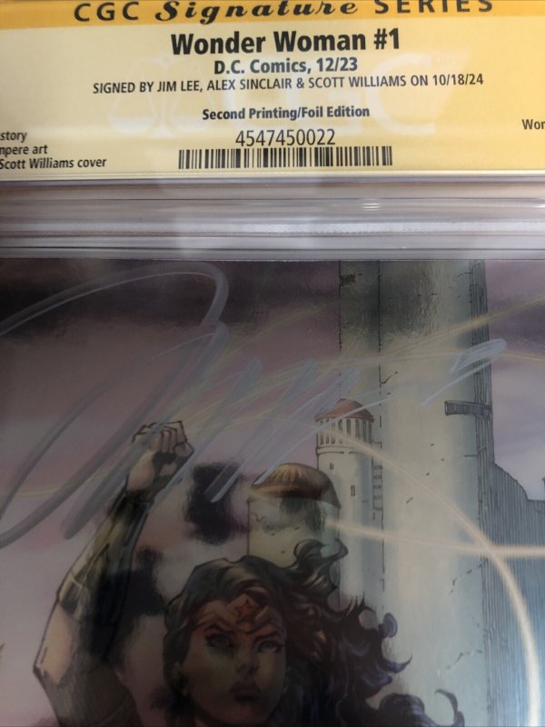 Wonder Woman (2023) #1 (CGC 9.8) Signed Jim Lee  *Alex Sinclair * Scott Williams