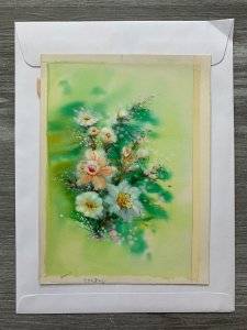 HAPPY MOTHERS DAY Pink White Flowers Green B/G 7x9.5 Greeting Card Art 9883