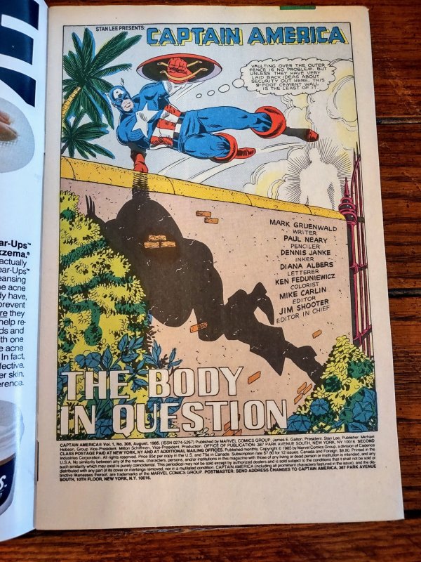 Captain America #308 VF 8.0 1st Appearance of Armadillo / Direct Edition