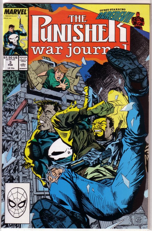 Punisher War Journal (vol. 1, 1988) # 3 FN/VF Potts/Jim Lee, Daredevil