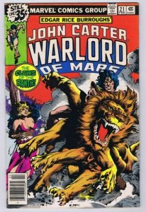 John Carter Warlord of Mars #21 ORIGINAL Vintage 1979 Marvel Comics GGA