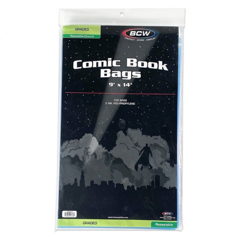 Resealable Bag for Graded Comics - 9 X 14 100 Bags per Pack