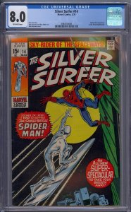 Silver Surfer #14 1970 Marvel Comics CGC 8.0 Spider-Man app
