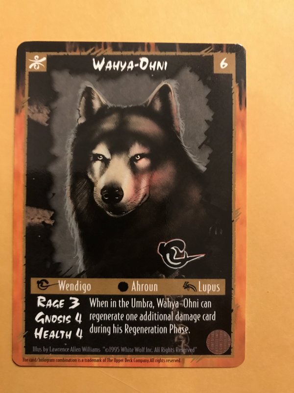 WAHYA-OHNI :RAGE Werewolf UMBRA Character Card; White Wolf TCG; Wendigo tribe