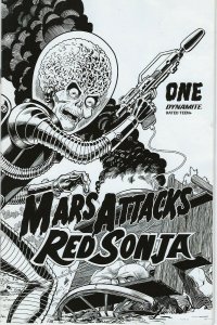 Mars Attacks Red Sonja #1 Barry Kitson 1 in 25 B&W Wrap Around Cover !!!   NM