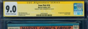 Iron Fist #14 CGC 9.0 SS OW/W Signed by Chris Claremont