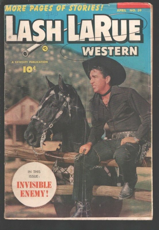 Lash LaRue Western #39-1952-Fawcett-B-Western film star photo cover-Lash and ...