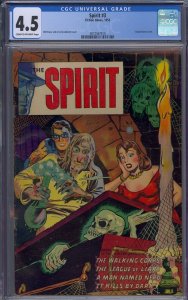 SPIRIT #3 CGC 4.5 CLASSIC HORROR COVER WILL EISNER JERRY GRANDENETTI