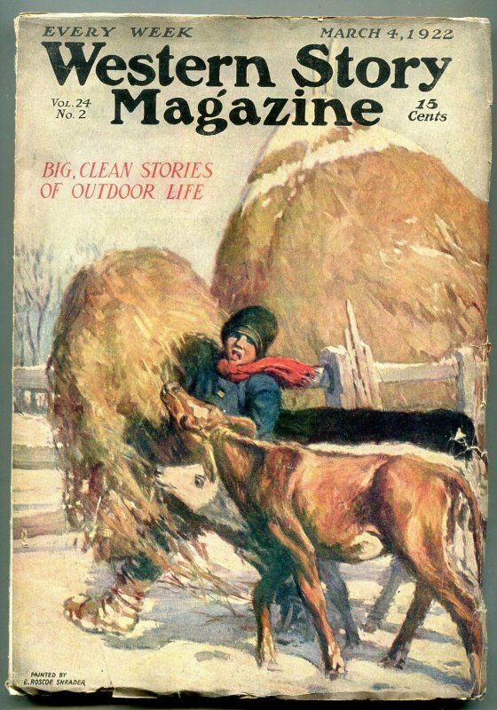 Western Story Magazine Pulp March 4 1922- Shrader cover FN-