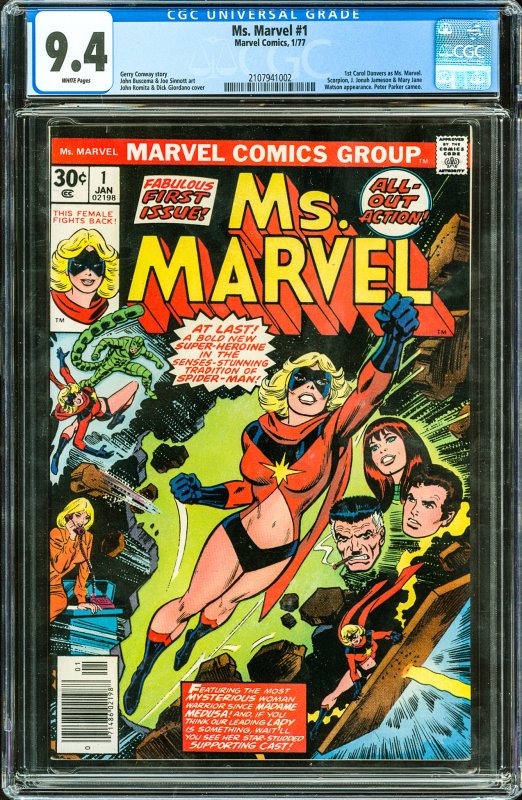 Ms. Marvel #1 (1977) CGC Graded 9.4 - 1st Issue!