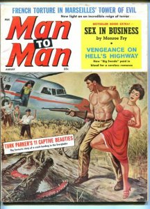 MAN TO MAN-AUG 1960-GATOR ATTACK-CHEESECAKE-EVERGLADES-TORTURE-fn