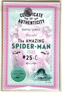 AMAZING SPIDER-MAN #25 J.SCOTT CAMPBELL GWEN STREET-POP COVER SIGNED W/COA 2023.