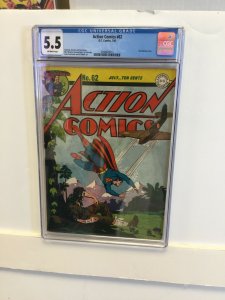 Action Comics #62 CGC 5.5 F- 1943 golden age SUPERMAN jack burnley cover DC