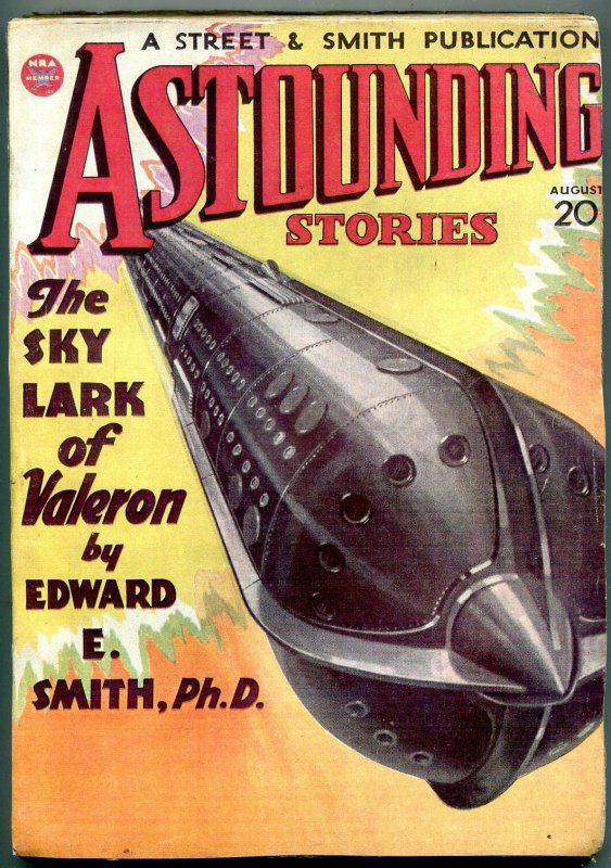 Astounding Stories Pulp August 1934- Edward Smith- Great Rocket cover VG