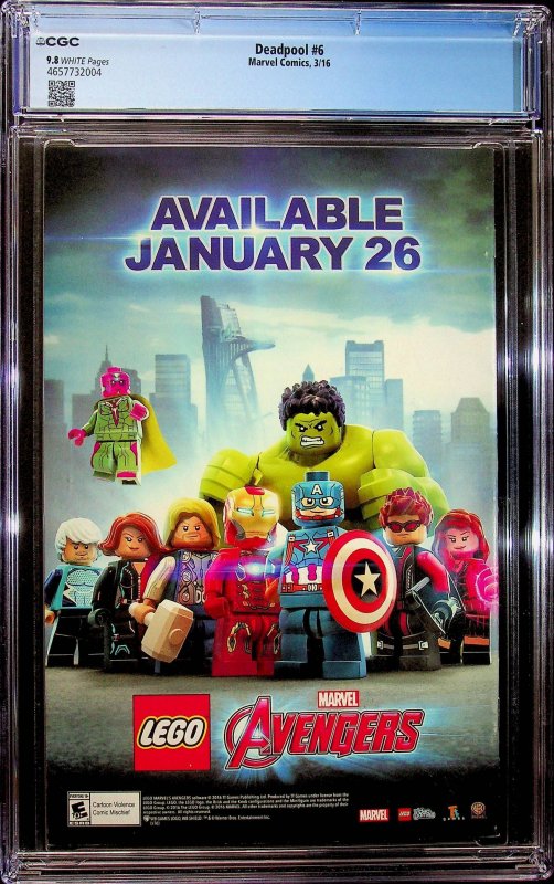 Deadpool #6  (2016) - CGC 9.8 - Cert#4657732004