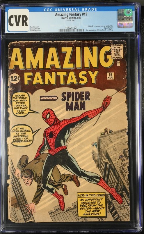 (1962) AMAZING FANTASY #15 CGC CVR (0.5)! 1st SPIDER-MAN! Front/Back Cover ONLY!