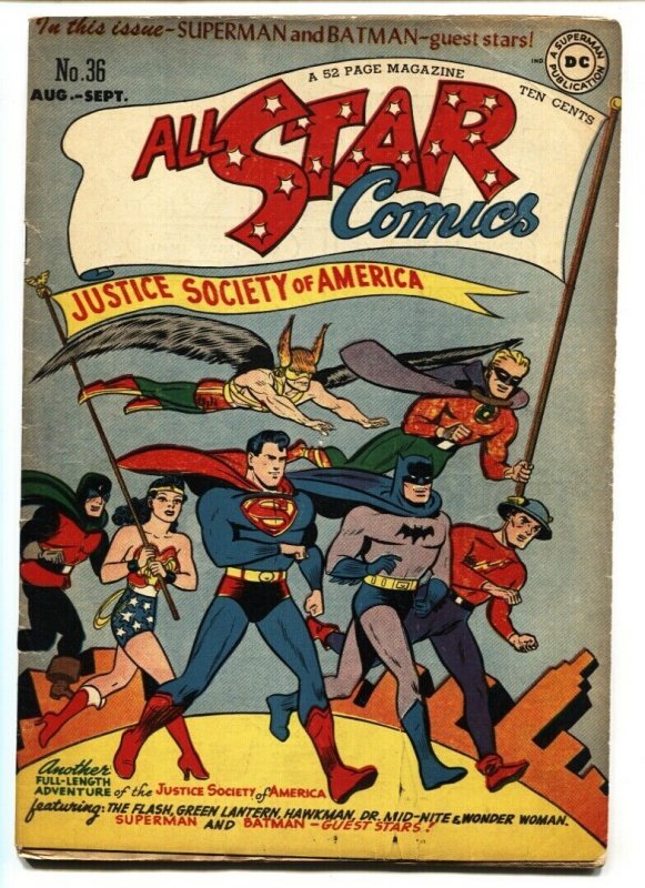All Star Comics #36 1947 Batman and Superman cover-DC FN- 