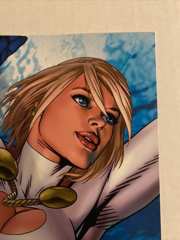 POWERGIRL 11”x17” PRINT BY MICHAEL GOLDEN SIGNED COLOR AND B&W VERSIONS ON 1