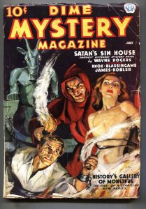 Dime Detective July 1937- Weird menace-Satan's Sin House-Pulp Magazine