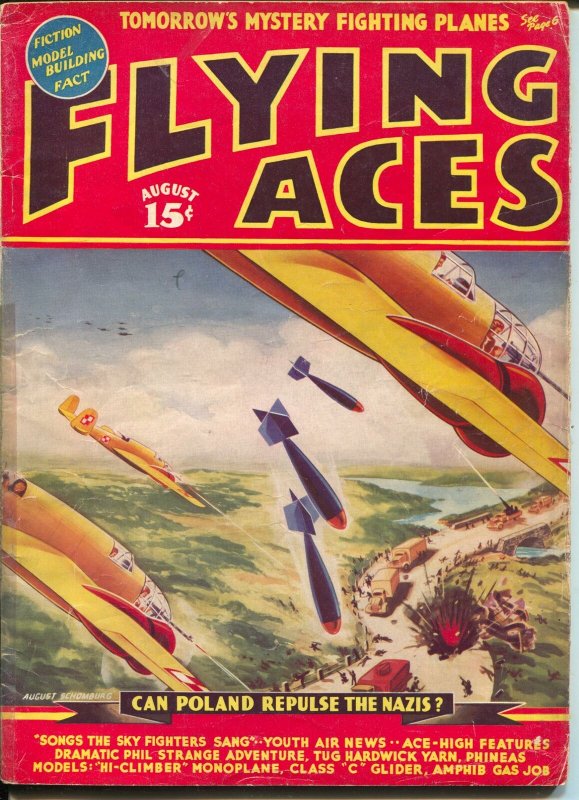 Flying Aces 8/1939-August Schomburg-Capt Philip Strange-Al McWilliams-G/VG