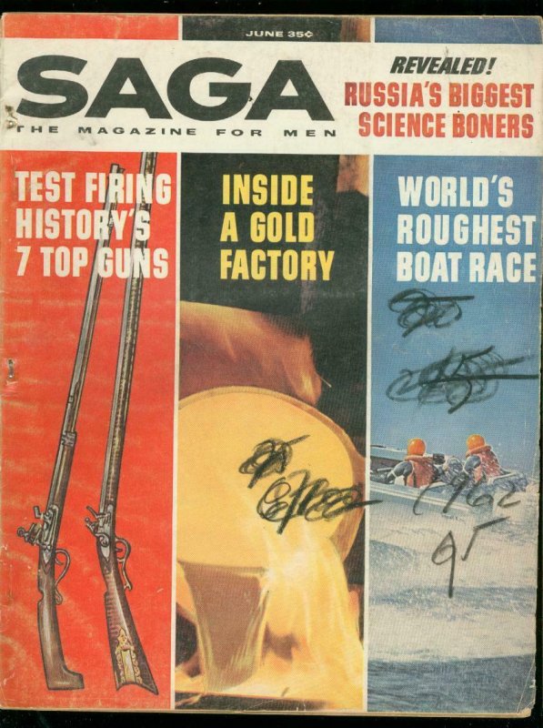 SAGA MAGAZINE JUNE 1962-7 TOP GUNS-SCIENCE BONERS-WAR G