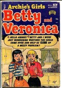 BETTY AND VERONICA #7-DIRTY DISHES GAG-GOLDEN AGE G